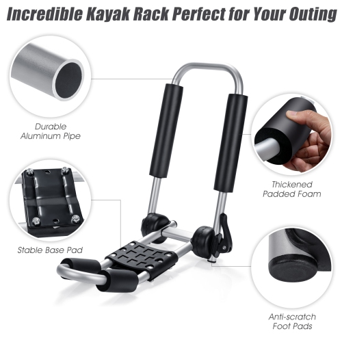 Patiojoy J-Bar Kayak Roof Rack Angle-adjustment Car Top Carrier on SUV & RV for Surfboard Kayak Canoe