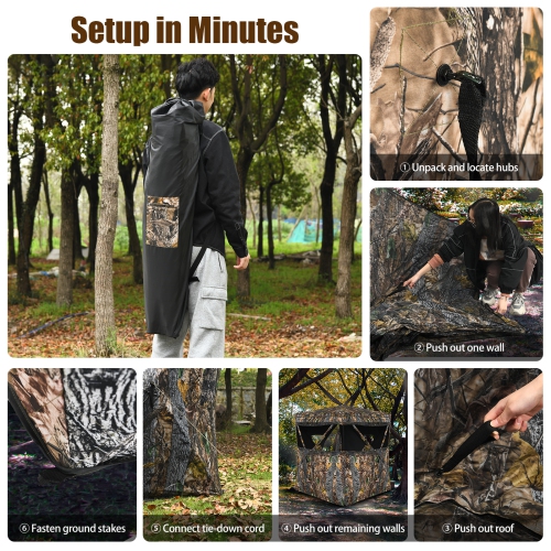 Tente de chasse portative 3 personnes de PatioJoy pour la chasse au vrai bois de camouflage