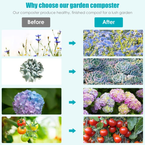 Topbuy Tumbling Composter Dual Rotating Batch Compost Bin 40 Gallon Black