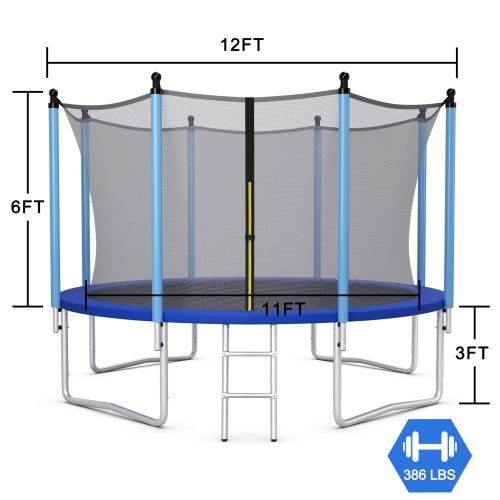 Gymax 12FT Jumping Exercise Recreational Bounce Trampoline W/Safety Net