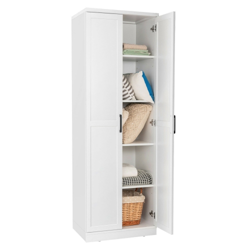 Gymax 70'' Storage Cabinet Freestanding Pantry Cabinet w/2 Doors & 5 Shelves White