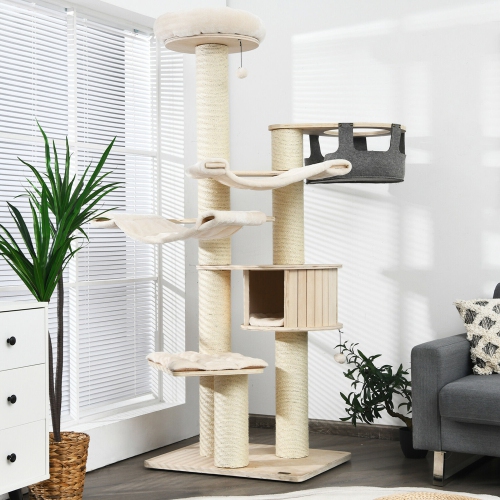 Gymax 77.5'' Cat Tree Condo Multi-Level Kitten Activity Tower w/ Sisal Posts