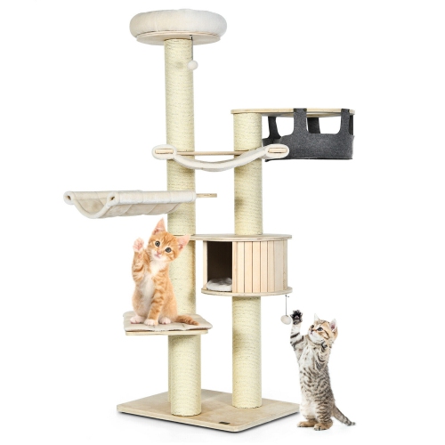 Gymax 77.5'' Cat Tree Condo Multi-Level Kitten Activity Tower w/ Sisal Posts