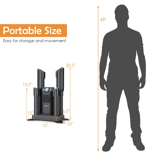 Costway Electric Shoe Boot Dryer 4 Shoes W/ Ozone Disinfection 180 Mins Timer