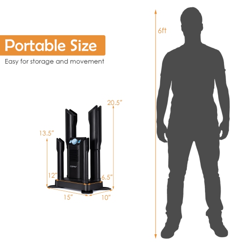 Costway Electric Shoe Boot Dryer 4 Shoes W/ Ozone Disinfection 180 Mins Timer