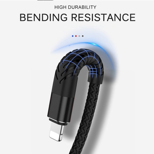 USB Cable for iPhone iPad iPod 2m nylon braided charging cord USB to Lightning with high speed transmission, pure copper core, high durability
