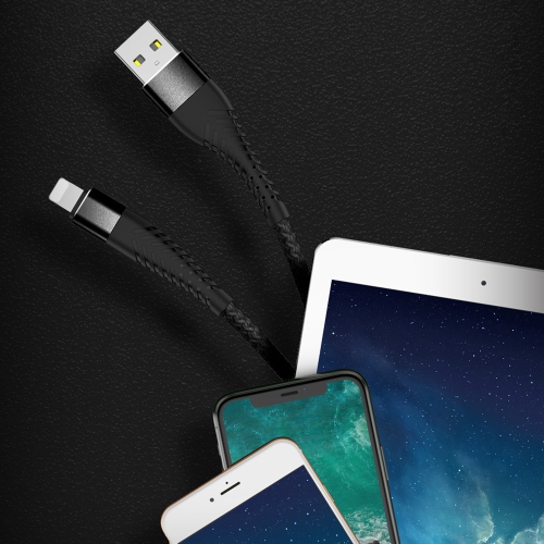 USB Cable for iPhone iPad iPod 2m nylon braided charging cord USB to Lightning with high speed transmission, pure copper core, high durability