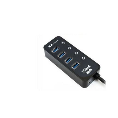 Hi-Speed USB3.0 4-Port USB Hub Adapter with One 5V 2.1A Charging Port Black