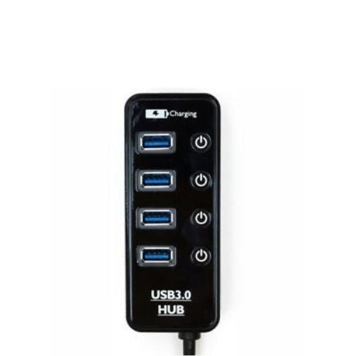 Hi-Speed USB3.0 4-Port USB Hub Adapter with One 5V 2.1A Charging Port Black