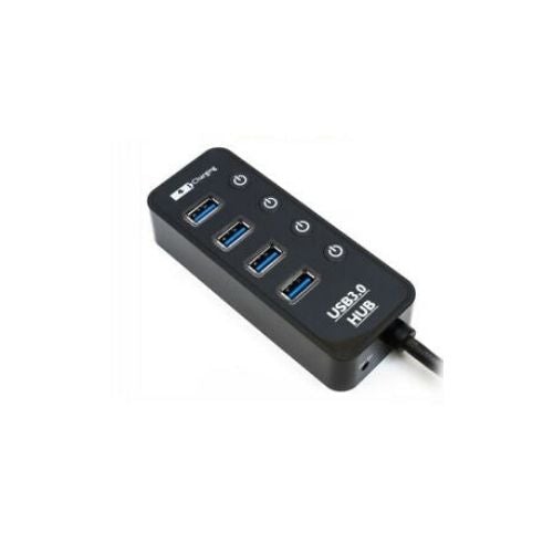 Hi-Speed USB3.0 4-Port USB Hub Adapter with One 5V 2.1A Charging Port Black