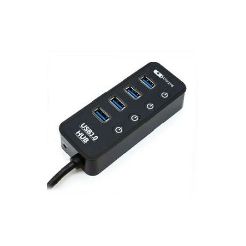Hi-Speed USB3.0 4-Port USB Hub Adapter with One 5V 2.1A Charging Port Black