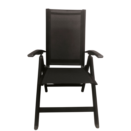 ALEKO 2FCH01 Folding Adjustable Sling-Back Set of 2 Reclining Garden Chair with Armrest - Black