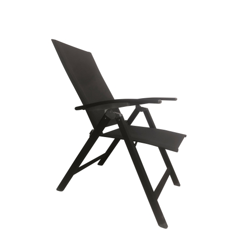 ALEKO 2FCH01 Folding Adjustable Sling-Back Set of 2 Reclining Garden Chair with Armrest - Black