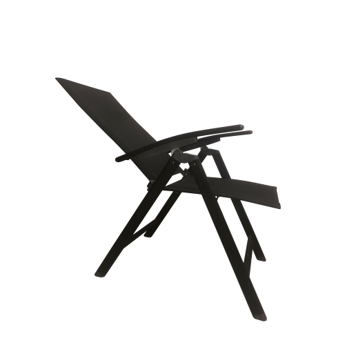 ALEKO 2FCH01 Folding Adjustable Sling-Back Set of 2 Reclining Garden Chair with Armrest - Black