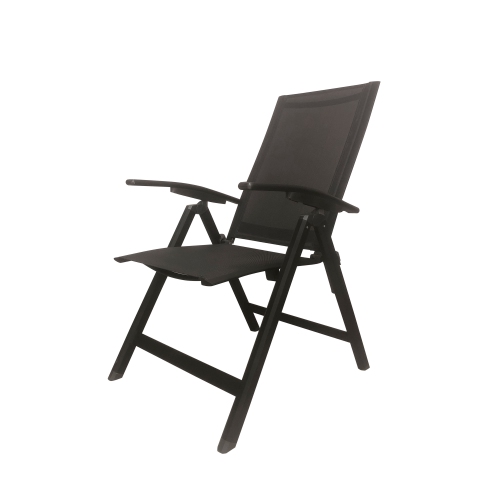 Fauteuil de jardin inclinable, repliable, à dossier en toile et ajustable FCH01 avec accoudoir d’ALEKO - Noir