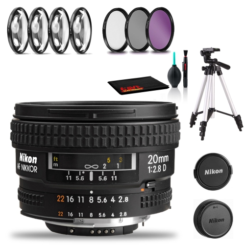 Nikon AF NIKKOR 20mm f/2.8D Lens Includes Filter Kits and Tripod (Intl  Model)