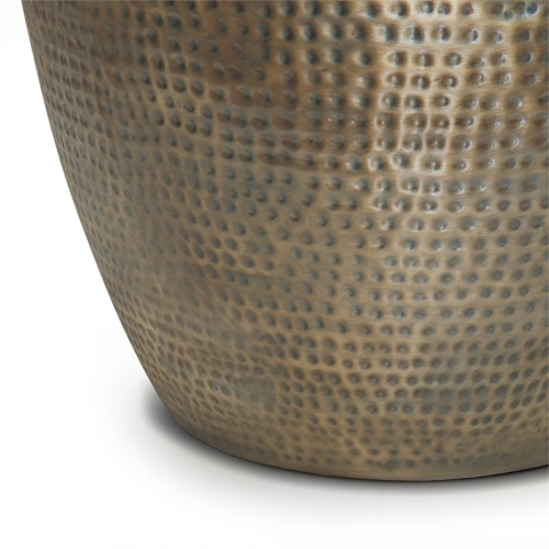 Simpli Home Preston Modern Industrial 22" Metal Metal Side Table in Antique Gold