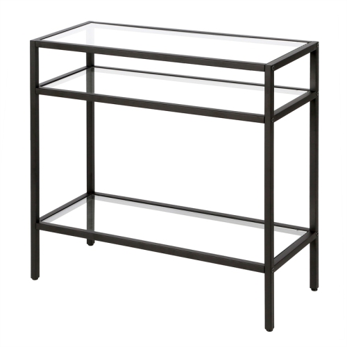 Henn&Hart 24" Blackened Bronze Metal/Glass Side Table