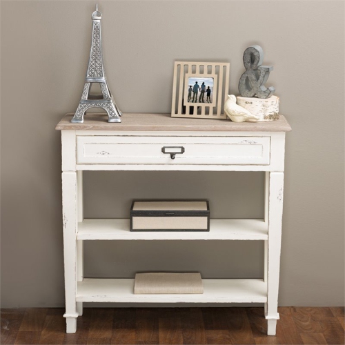 Baxton Studio Dauphine 32" Console Table Distressed White and Natural