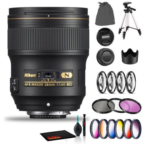 Nikon AF-S NIKKOR 28mm f/1.4E ED Lens Includes Filter Kits and