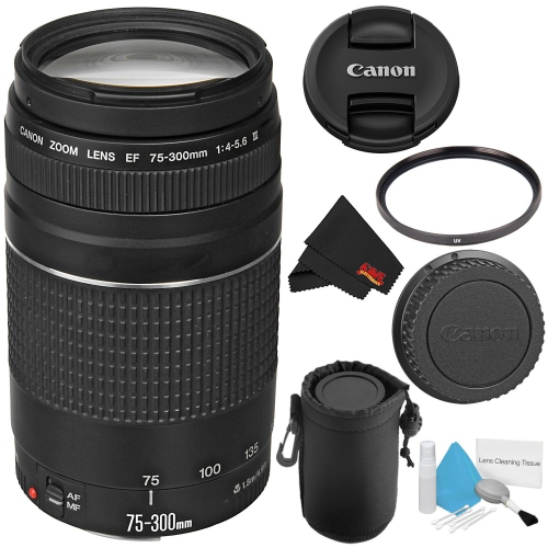 CANON  Ef 75-300MM F/4-5.6 Iii Telephoto Zoom Lens 6473A003 + Deluxe Lens Pouch + Deluxe Cleaning Kit + Microfiber Cloth