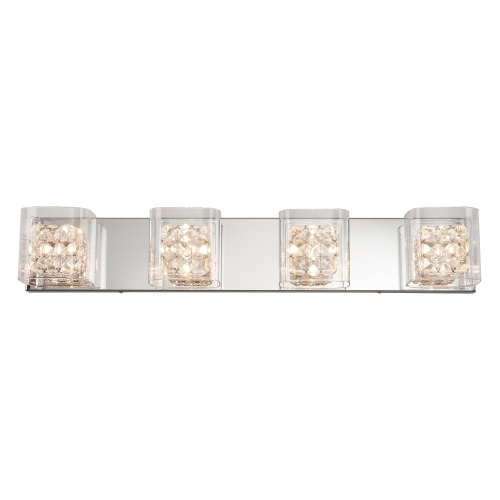 Artika Crystal Cube 4-Light Bathroom Vanity Light, Chrome