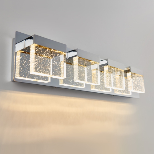 Bubble Cube Modern Vanity Light, Chrome