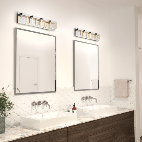 Bubble Cube Modern Vanity Light, Chrome