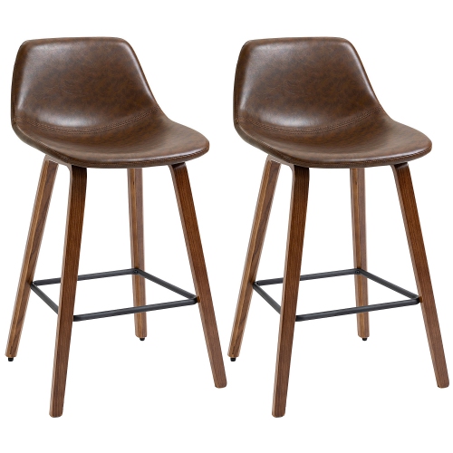 Homcom Counter Height Bar Stools Set Of, Counter Height Leather Bar Stools With Backs