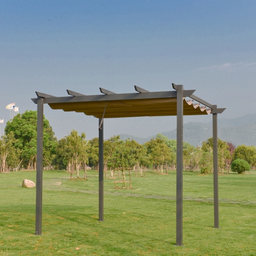 ALEKO PERGSAND DIY Frame 9 x 9 Feet Aluminum Grape Trellis Pergola Outdoor Canopy Gazebo, Sand Color