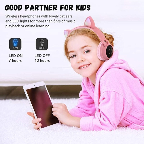 Kids Wireless/Wired Headphones with MIC,12H Playtime, Stereo Sound,Bluetooth 5.0, Foldable for School
