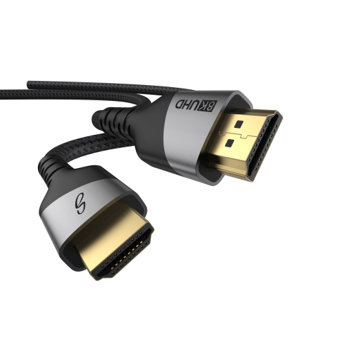 Câble HDMI 2,1 8K Saga – 3 M, 48 Gb/s Ultra HD, 8K@60 Hz, 4K@120 Hz, HDR10+, Dolby Atmos, eARC – Tressé, plaqué or – PS5, Xbox,