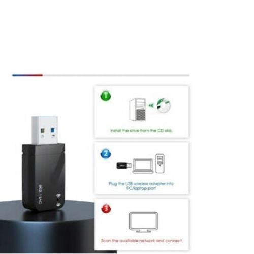 Wireless AC Mini USB Adapter Network Dongle 802.11b/g/n/a/ac 1300M