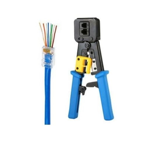 RJ45 Crimp Tool Pass Through Cat5 Cat5e Cat6 Crimping Tool for RJ45/RJ12 Regular