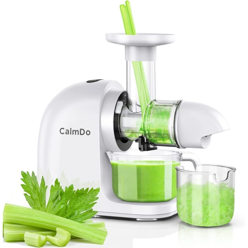 Calmdo E3C Juicer Machine, Cold Press Juicer with Ceramic Auger, Slow Masticating, Quiet Motor, Reverse Function, Easy to Clean