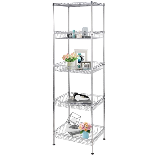 59 Inch High 5 Tier Wire Shelving Unit, Best Wire Storage Shelves