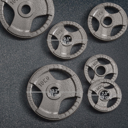 Soozier 6 PCS Olympic Weight Plates Grip Plate Sets for Strength and Crossfit and Weightlifting Training, Barbell Weight Set for Home, 77 Lbs Total