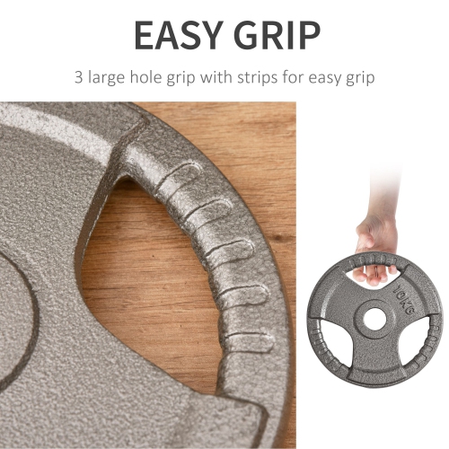 Soozier 6 PCS Olympic Weight Plates Grip Plate Sets for Strength and Crossfit and Weightlifting Training, Barbell Weight Set for Home, 77 Lbs Total