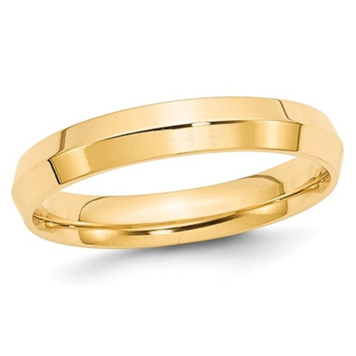Ladies or Mens 14K Yellow Gold 4mm Comfort Fit Wedding Band Ring with Knife Edge