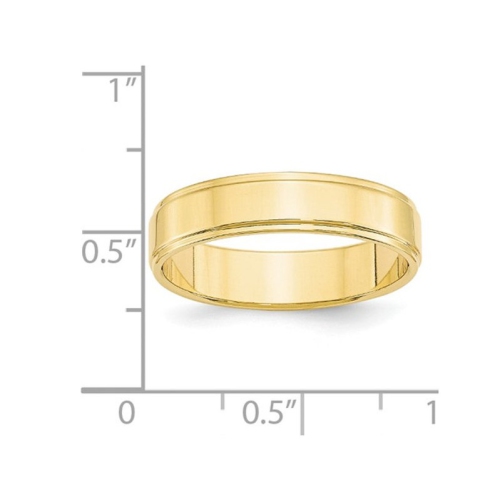 Ladies or Mens 10K Yellow Gold 5mm Flat Wedding Band Ring with Step Edge