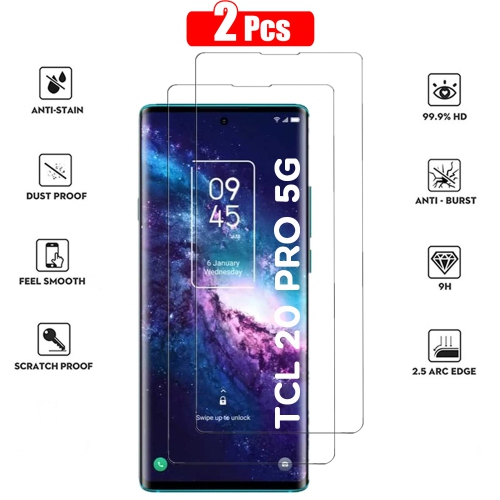 XCRS Verre Trempé pour TCL 20 PRO 5G Écran HD Film 9H Anti-Rayures Compatible avec les Coques, Sans Bulles Ajustement Parfait, Haptic Touch Précis Pr