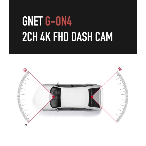GNET G-ON4 2CH UHD SONY Starvis Smart Dashcam | 30FPS | 2160P |64GB | GPS | WiFi | withCLOUD | HDR | H.265 | 150 angle | Night Vision |Parking Mode