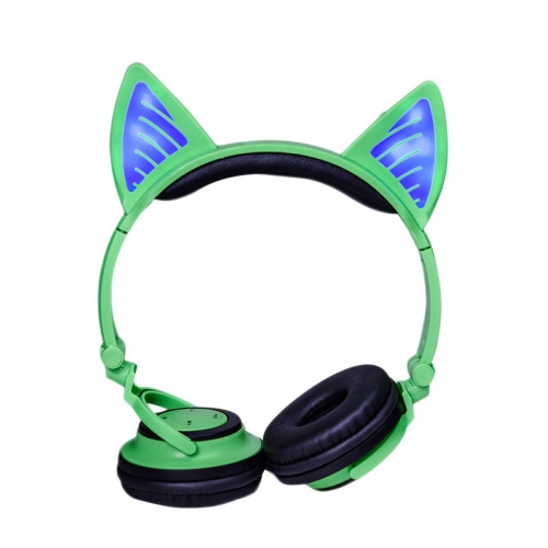 Kids Wireless/ Wired rechargeable Headphones with Cat Ear On-Ear Foldable LED