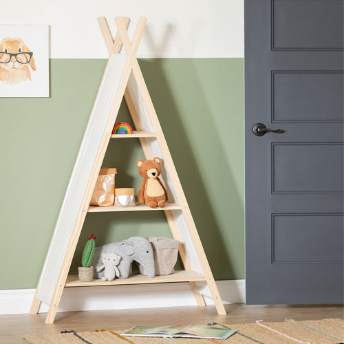 South Shore Sweedi 3-Shelf Teepee Organizer - White/Natural
