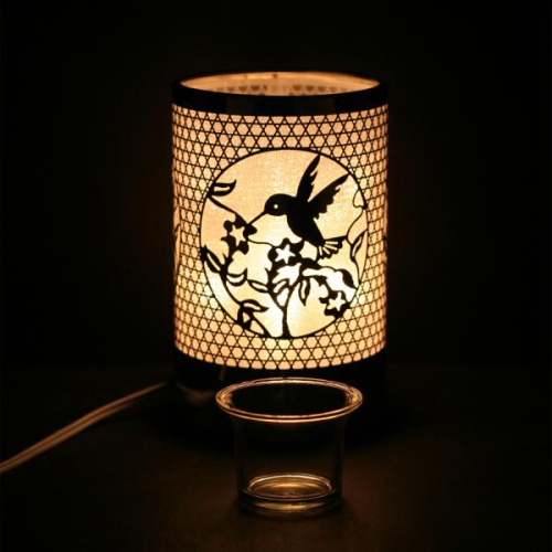 Lampe tactile de 7 po/brûleur à huile essentielle/distributeur de cire parfumée/décoration de table oiseau de houmming argenté
