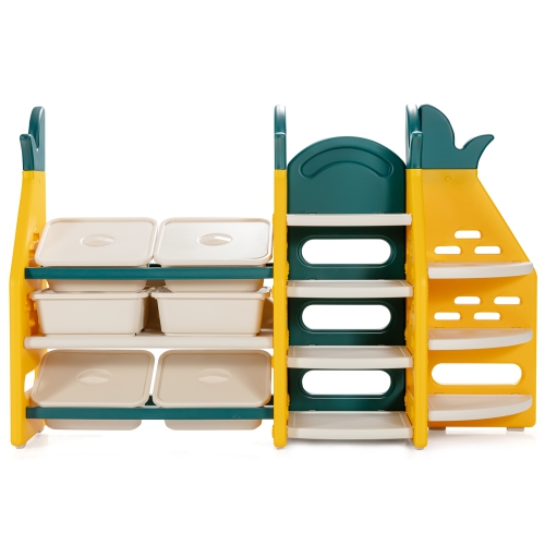 TopBuy – Support de rangement pour jouets 3-en-1 pour enfants, armoire de rangement  pour jouets ananas, bacs et tablettes en plastique