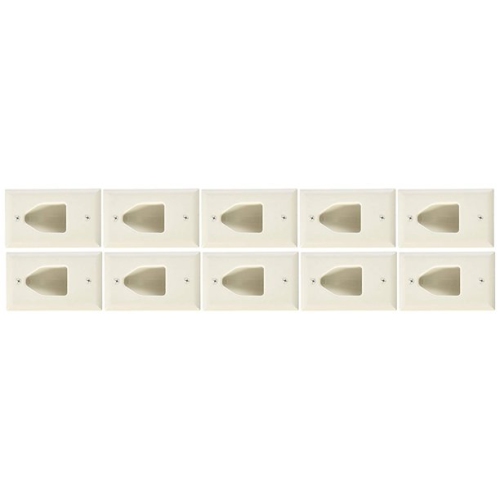 Datacomm 450001WH-10 1 Gang Recessed Low Voltage Plate, 10 Pack