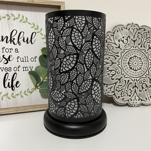 9.5" touch lamp/Essential Oil Burner/Fragrance Wax Melts Warmer/Black Leaves table decor