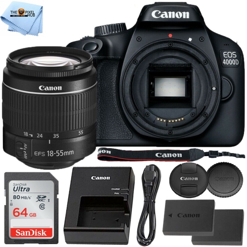 CANON  Eos 4000D / Rebel T100 With Ef-S 18-55MM Iii Lens + Ext Batt + 64GB Bundle