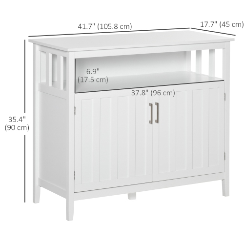 HOMCOM Sideboard Buffet Storage Cabinet, Console Table, Kitchen Storage Cabinet with Open Shelf and Adjustable Shelves, White